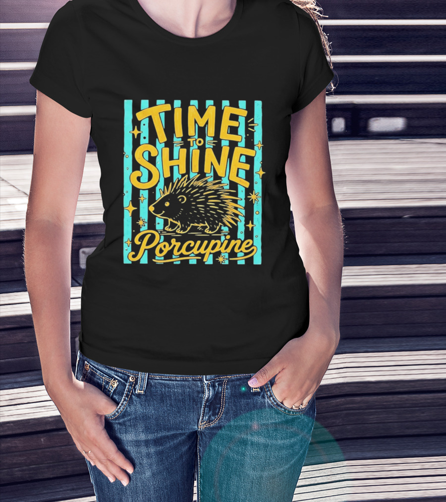 Time To Shine Porcupine Bright Animal Nature T-Shirt