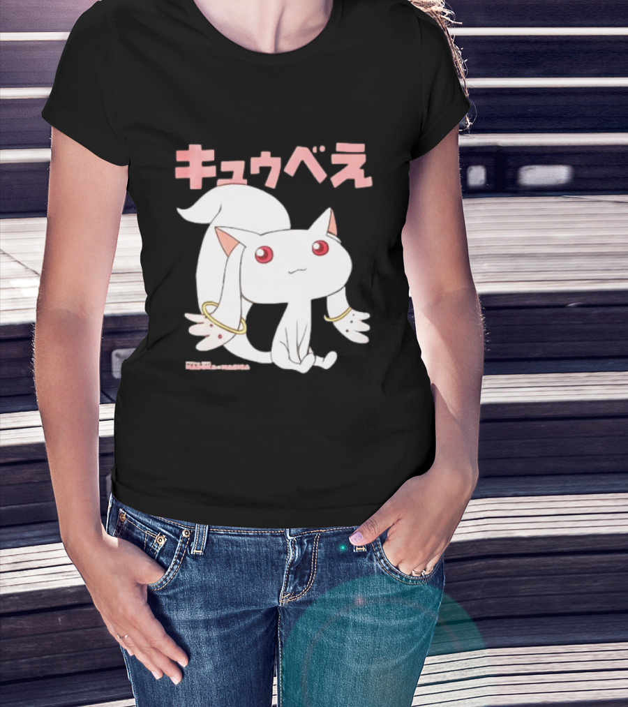 Puella Magi Madoka Magica Kyubey Anime Character Red Eyes T-Shirt