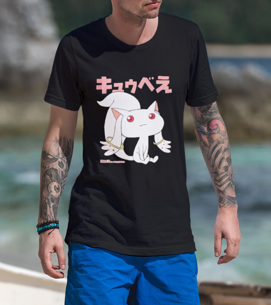 Puella Magi Madoka Magica Kyubey Anime Character Red Eyes T-Shirt