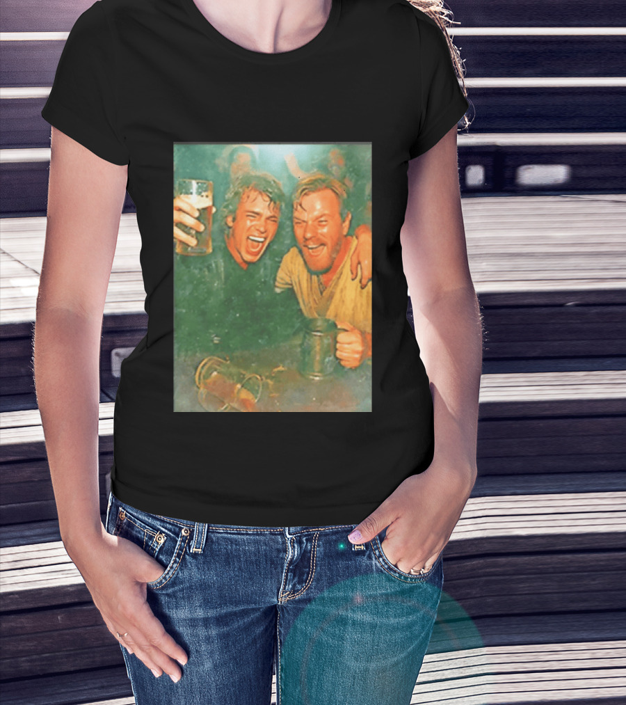 Original Anakin Skywalker And Obi Wan Kenobi Celebrate With Beer Cheers T-Shirt