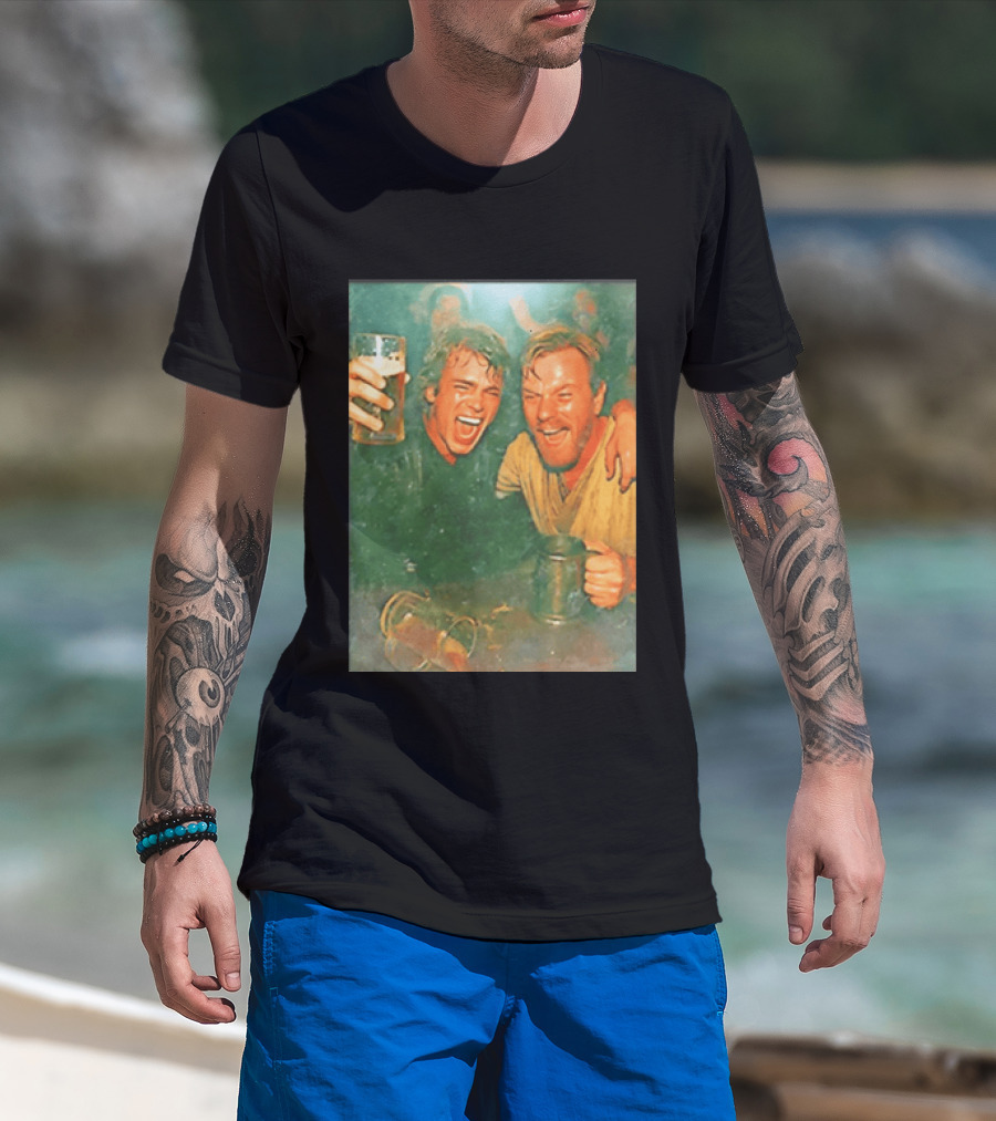 Original Anakin Skywalker And Obi Wan Kenobi Celebrate With Beer Cheers T-Shirt