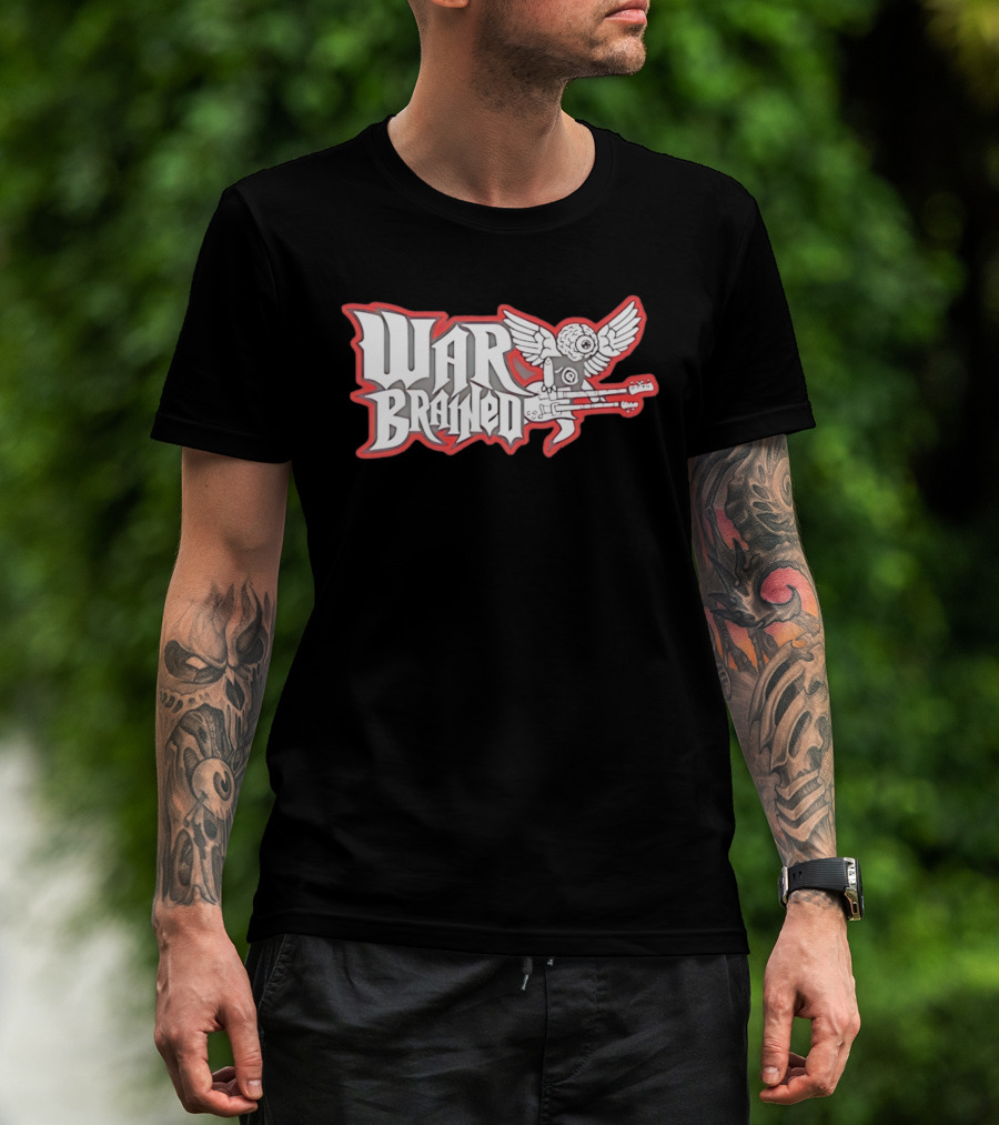 Quannic War Brained Alternative Rock Indie Music Winged Guitar Brain T-Shirt