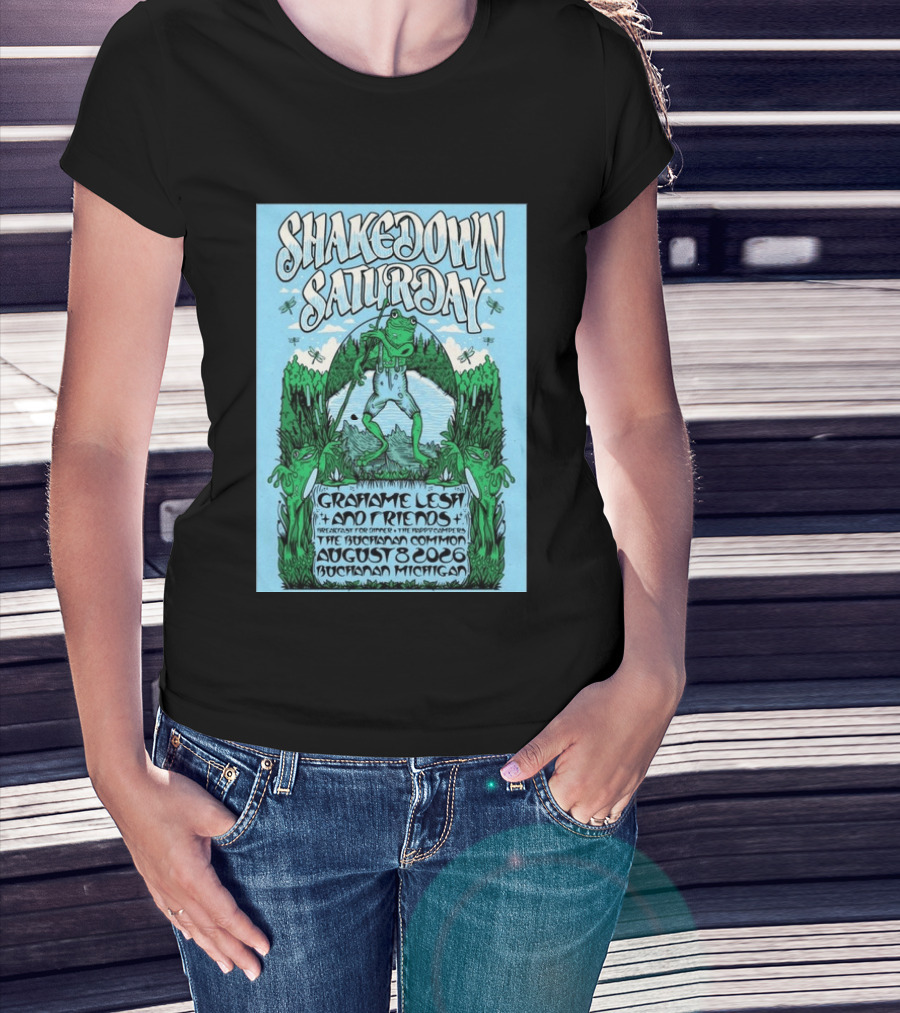 Grahame Lesh Shakedown Saturday August 8 2026 Buchanan Michigan Frog Art Trees Grahame Lesh And Friends Breakfast For Dinner Live Music Event T-Shirt