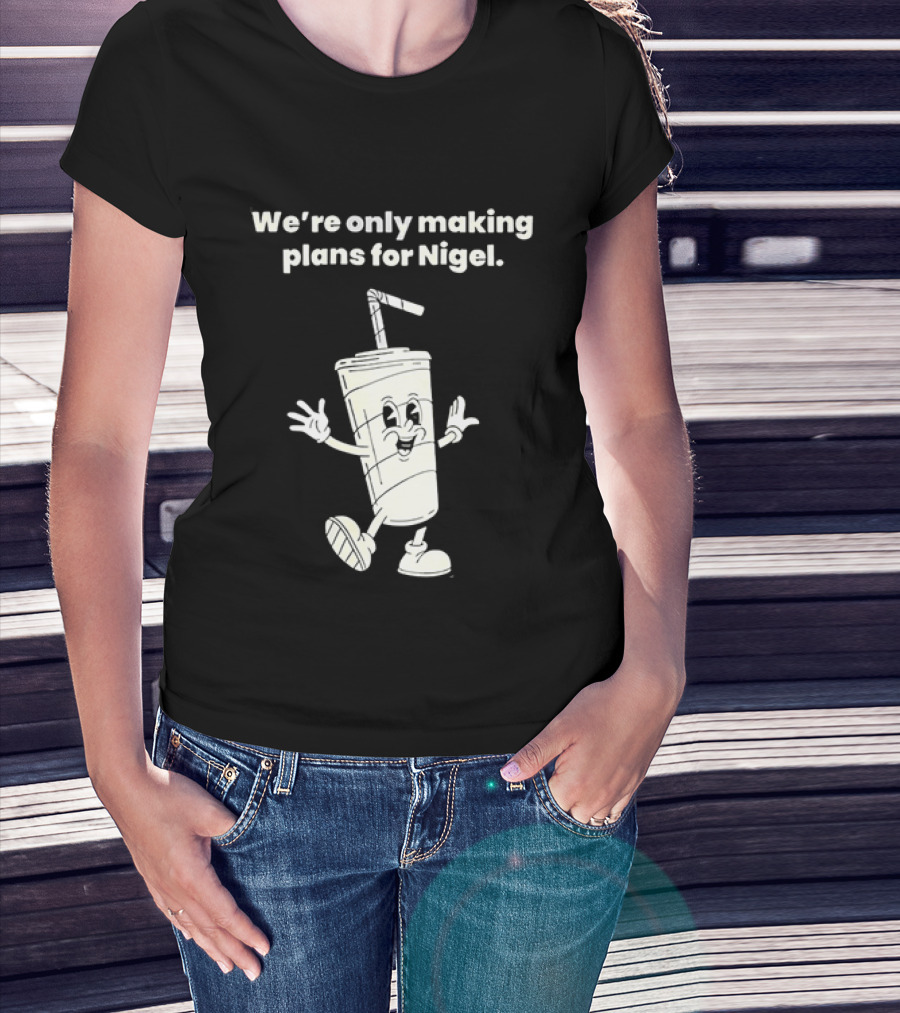 We're Only Making Plans For Nigel XTC 80s Music Cartoon Cup T-Shirt