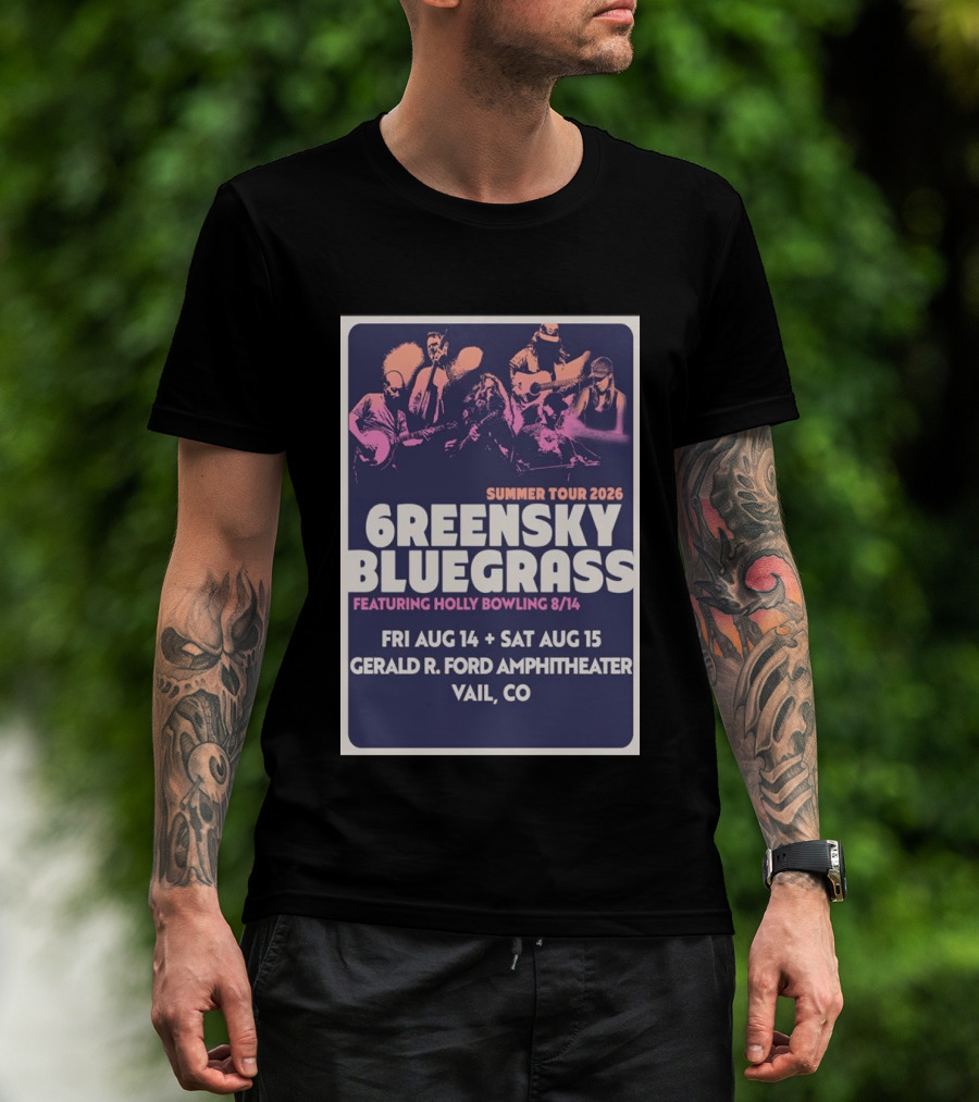 Greensky Bluegrass Summer Tour 2026 Vail CO Featuring Holly Bowling Aug 14 15 Gerald R Ford Amphitheater T-Shirt