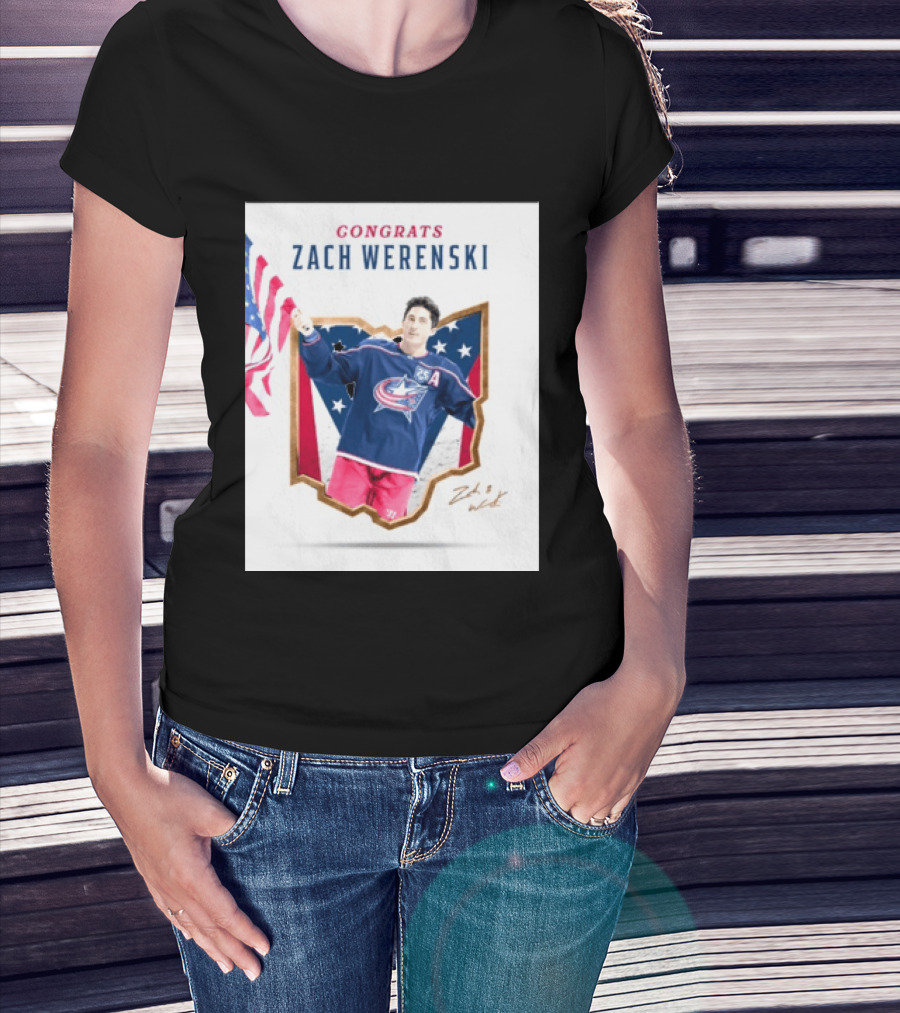 Congrats Zach Werenski USA Columbus Blue Jackets Hockey Celebration T-Shirt