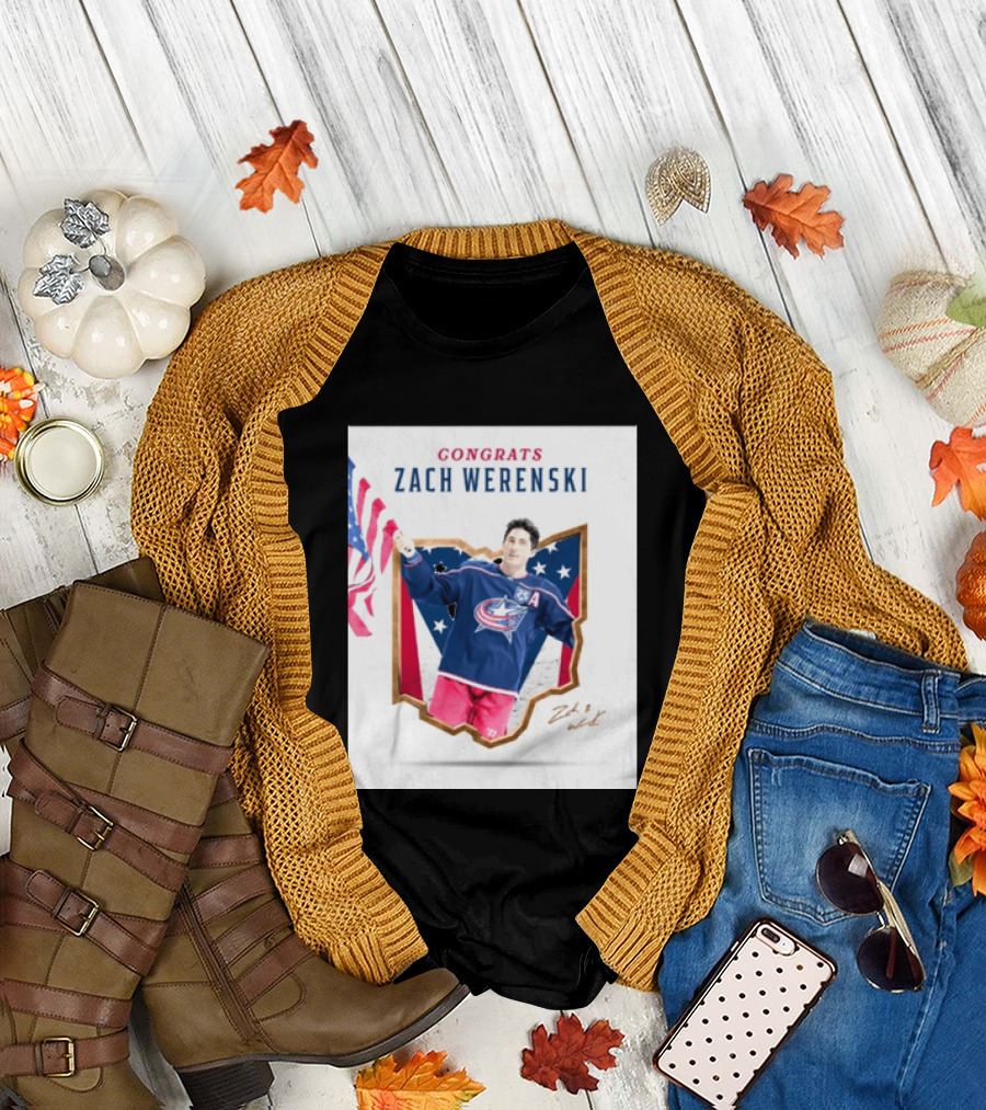 Congrats Zach Werenski USA Columbus Blue Jackets Hockey Celebration T-Shirt