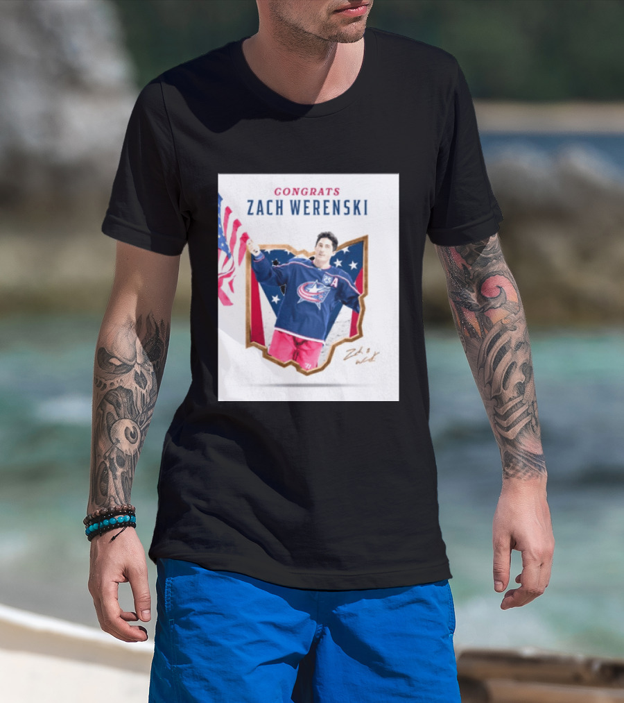 Congrats Zach Werenski USA Columbus Blue Jackets Hockey Celebration T-Shirt