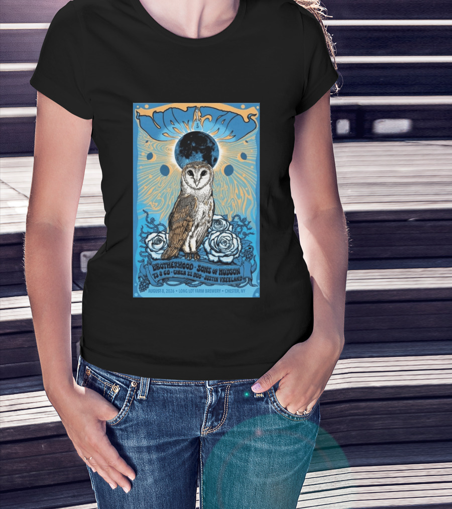 HamJam Festival August 8 2026 Owl And Roses Brotherhood Sons Of Hudson Long Lot Farm Brewery Chester NY T-Shirt