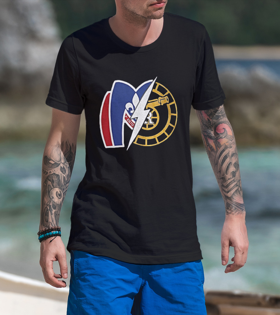 Boston Raiders Montreal Metros Hockey Rivalry Shane Ilya ESTD Fleur De Lis Puck T-Shirt