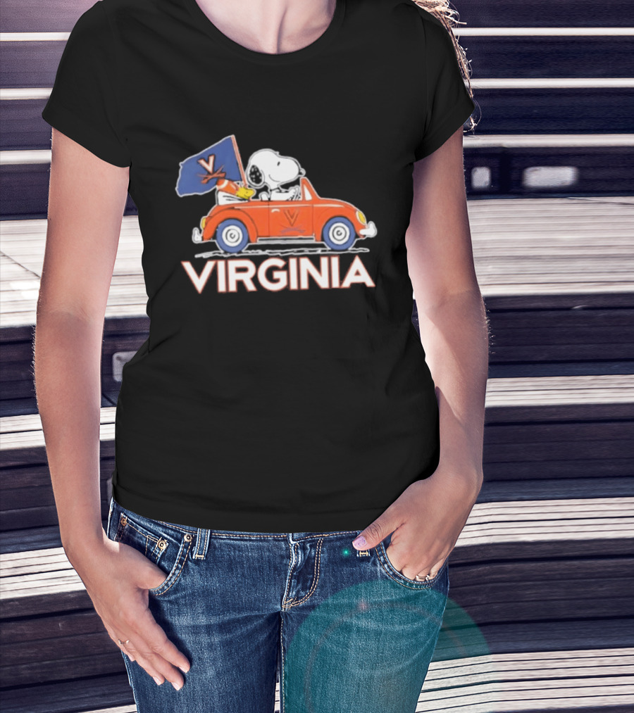 Snoopy Driving Car Virginia Cavaliers Football Fan Spirit T-Shirt