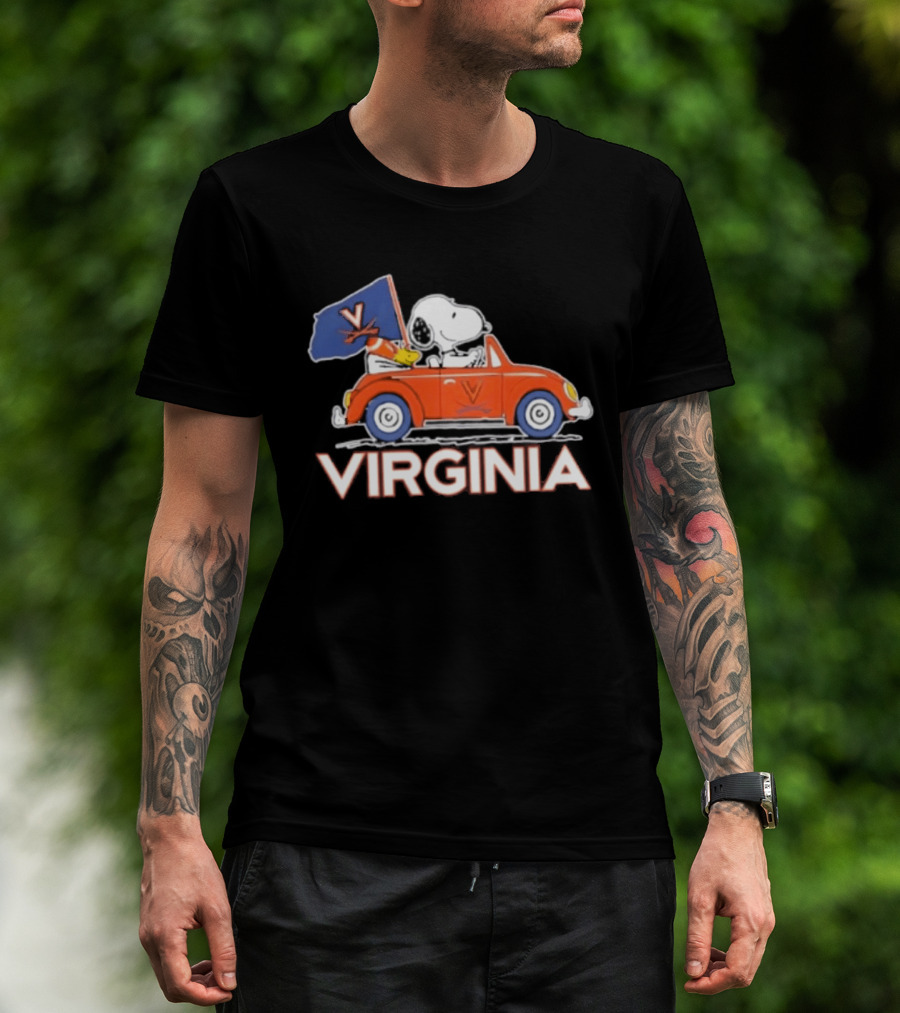 Snoopy Driving Car Virginia Cavaliers Football Fan Spirit T-Shirt