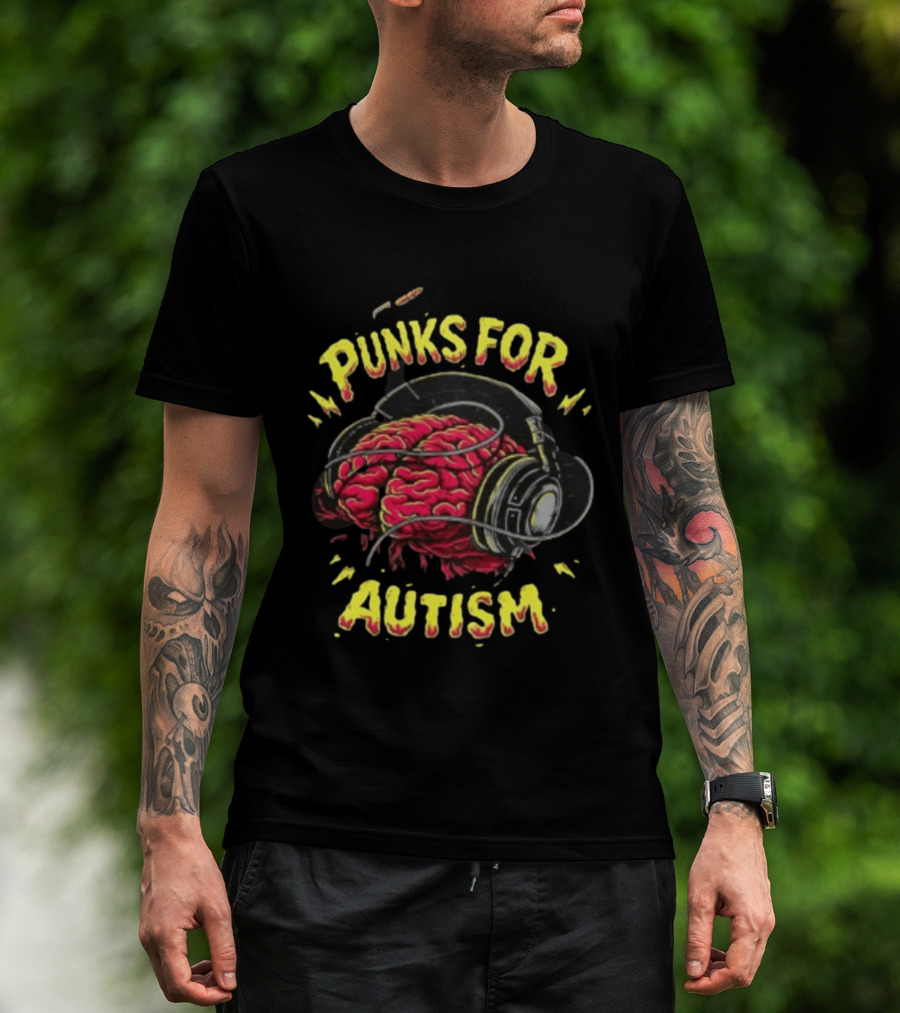 Punks For Autism Brain Headphones T-Shirt
