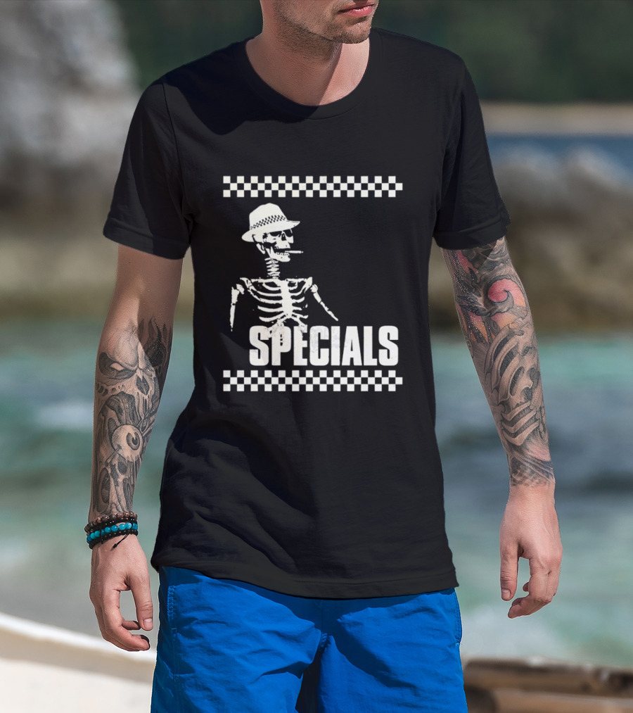 The Specials Skeleton Ska Band 2 Tone Distressed T-Shirt