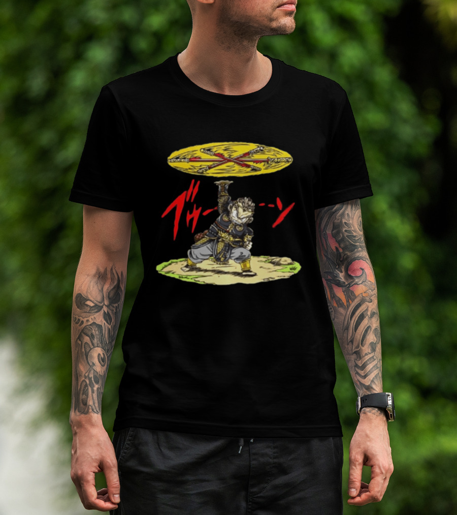 Ton Wukong Rotate The Stick Yellow Red Cartoon T-Shirt