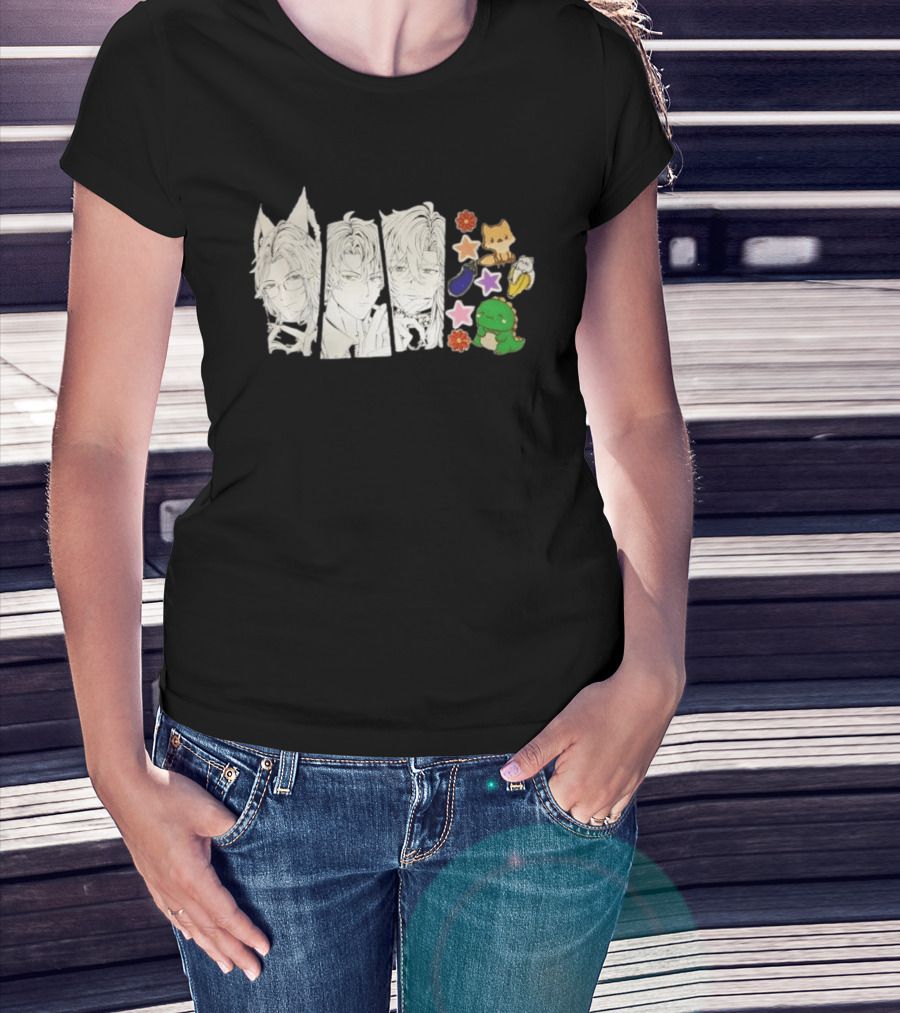 Vox Akuma Mysta Rias Ike Eveland Nijisanji EN Luxiem Vtuber Characters Cute Animal Stickers And Star Designs T-Shirt