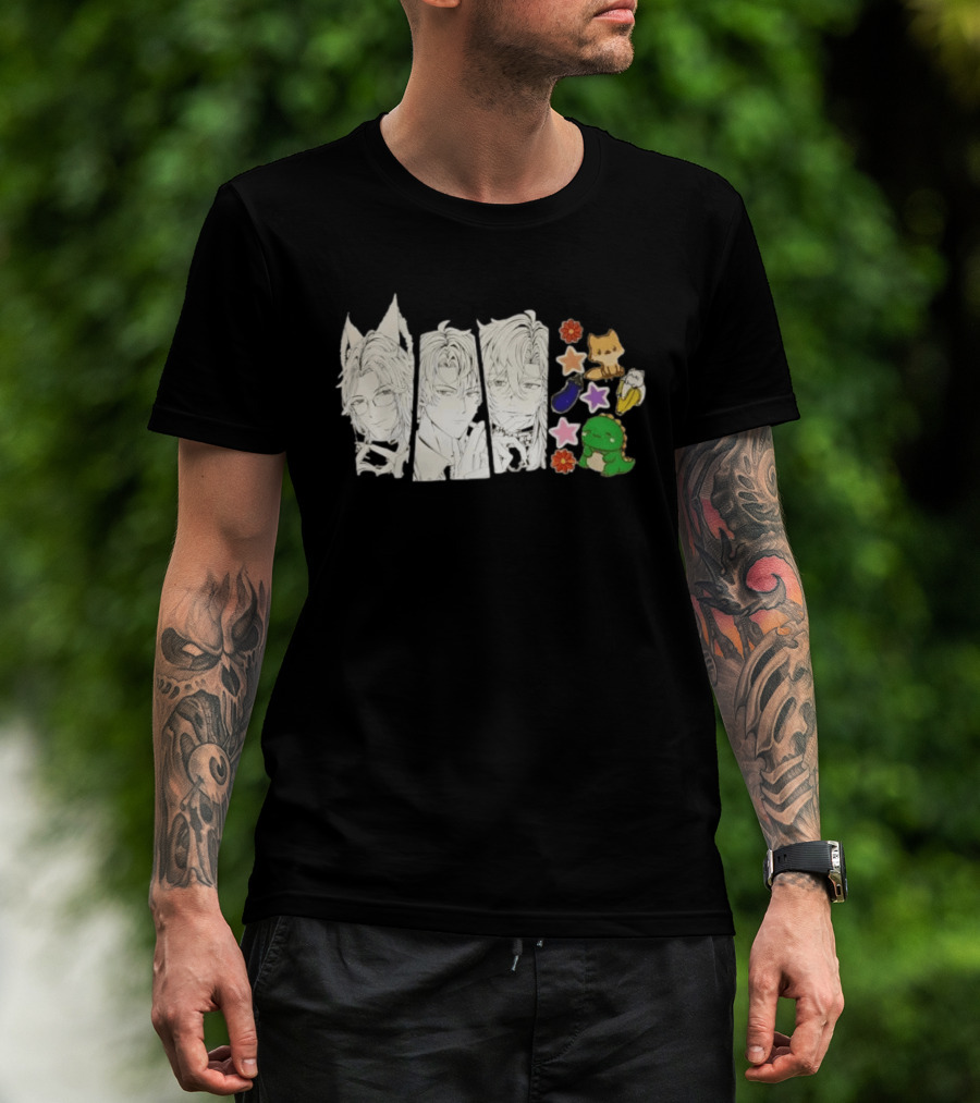 Vox Akuma Mysta Rias Ike Eveland Nijisanji EN Luxiem Vtuber Characters Cute Animal Stickers And Star Designs T-Shirt