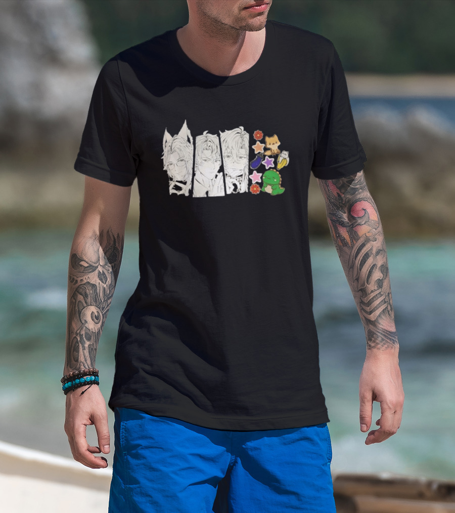 Vox Akuma Mysta Rias Ike Eveland Nijisanji EN Luxiem Vtuber Characters Cute Animal Stickers And Star Designs T-Shirt