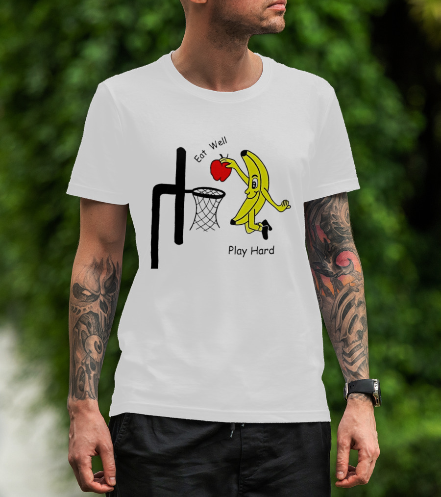 Banana Squad Basketball Eat Well Play Hard Dunking Apple T-Shirt