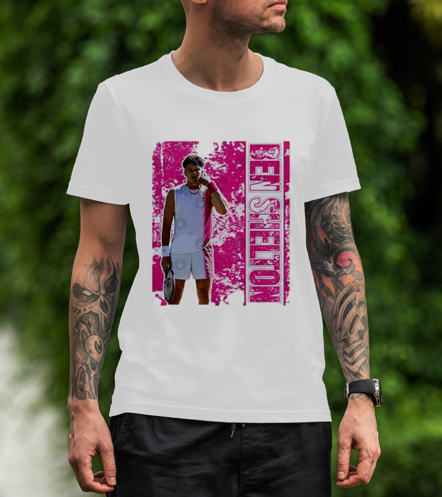 Ben Shelton Tennis Star Distressed Pink T-Shirt