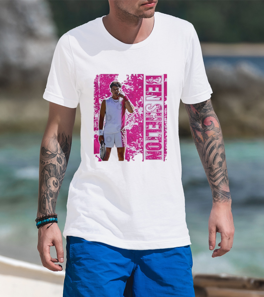 Ben Shelton Tennis Star Distressed Pink T-Shirt