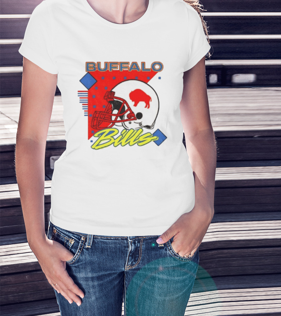 Buffalo Bills Football Helmet Retro 90s T-Shirt