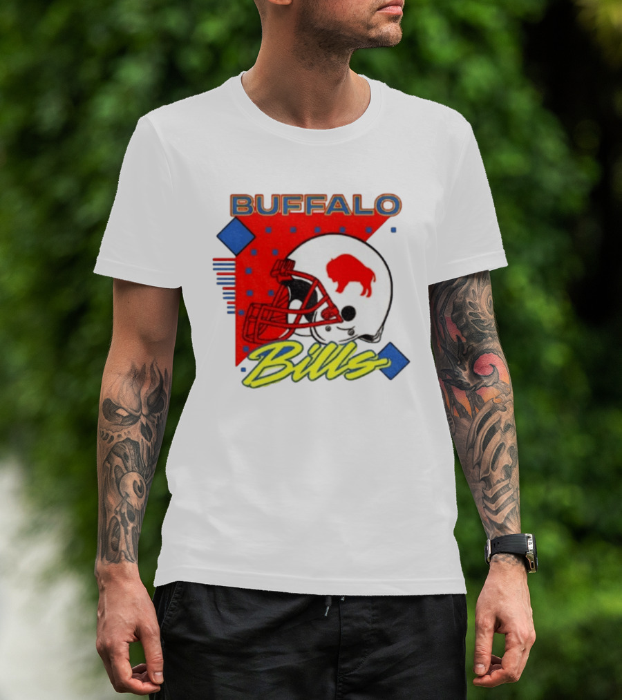 Buffalo Bills Football Helmet Retro 90s T-Shirt