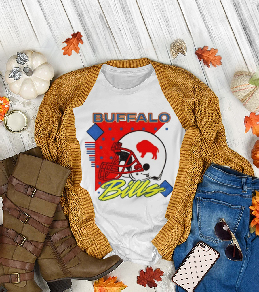 Buffalo Bills Football Helmet Retro 90s T-Shirt