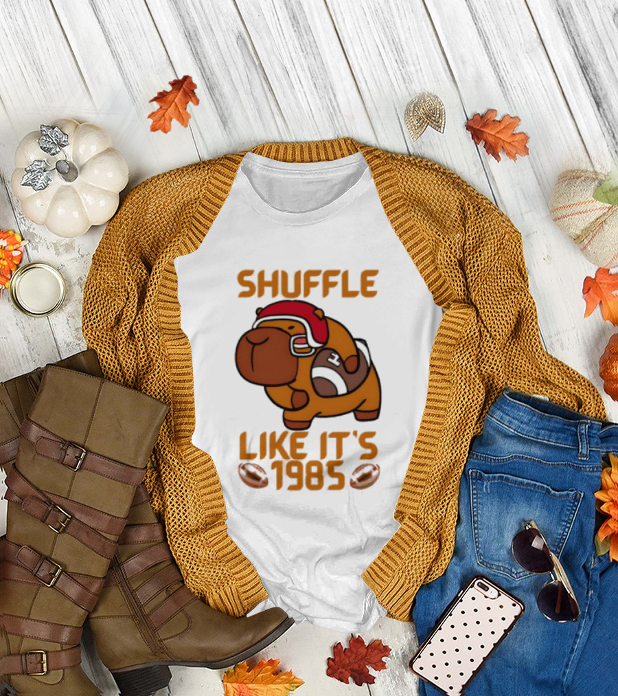 Shuffle Like It's 1985 Capybara With Headphones T-Shirt