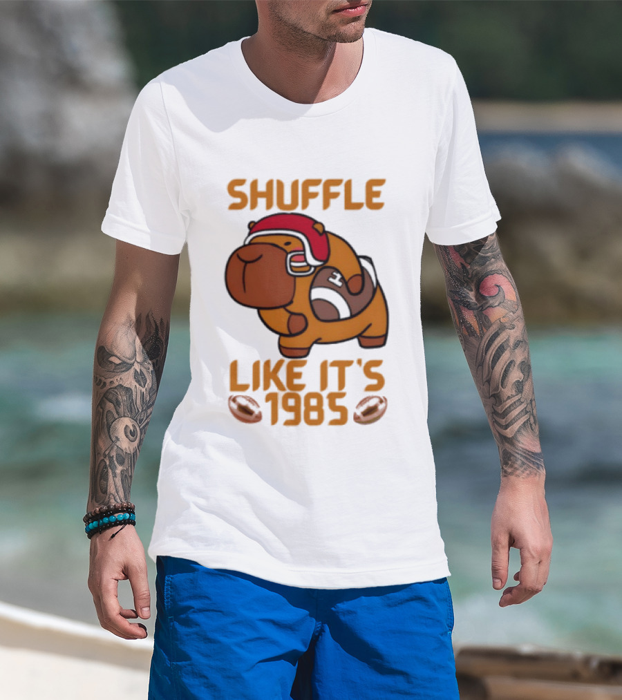 Shuffle Like It's 1985 Capybara With Headphones T-Shirt