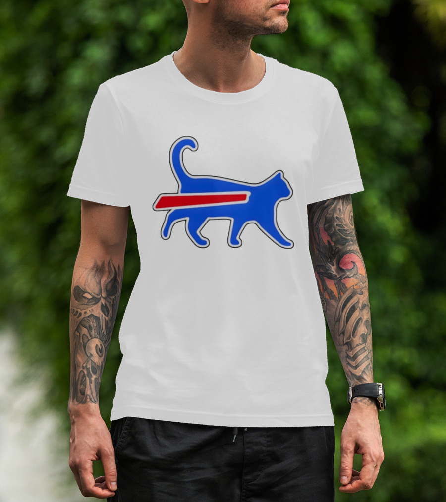Buffalo Bills Cat Logo Parody Red And Blue T-Shirt