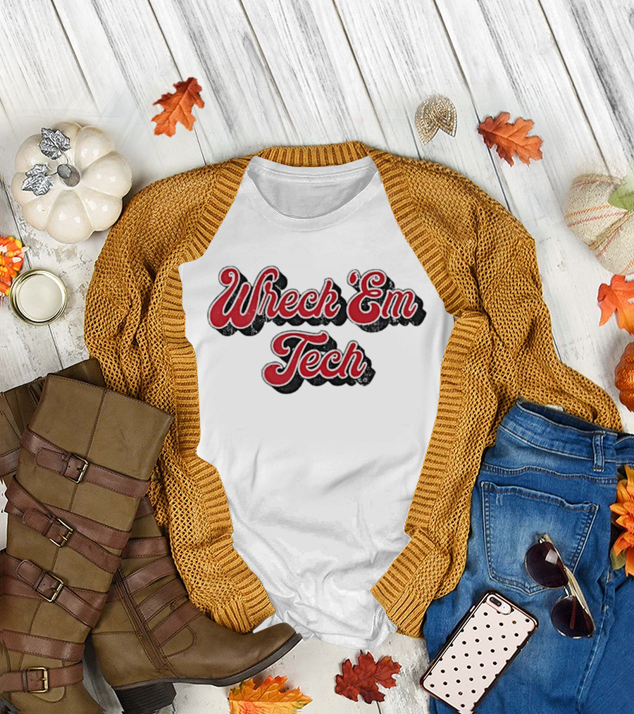 Wreck Em Tech Classic Texas Tech 70s Script T-Shirt
