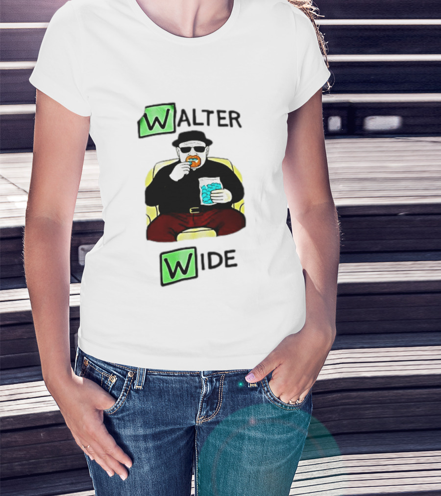 Walter Wide Breaking Bad Parody Green Letters Sitting Eating Blue Candy T-Shirt
