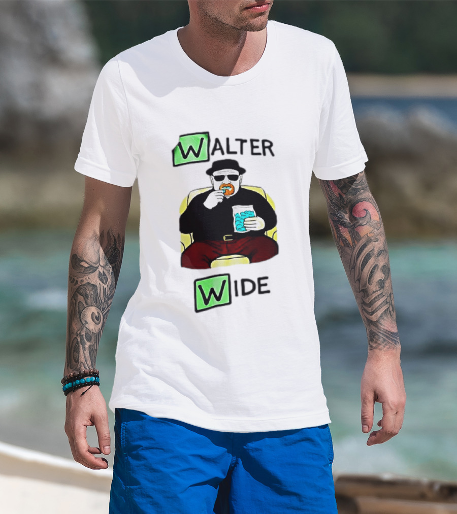 Walter Wide Breaking Bad Parody Green Letters Sitting Eating Blue Candy T-Shirt