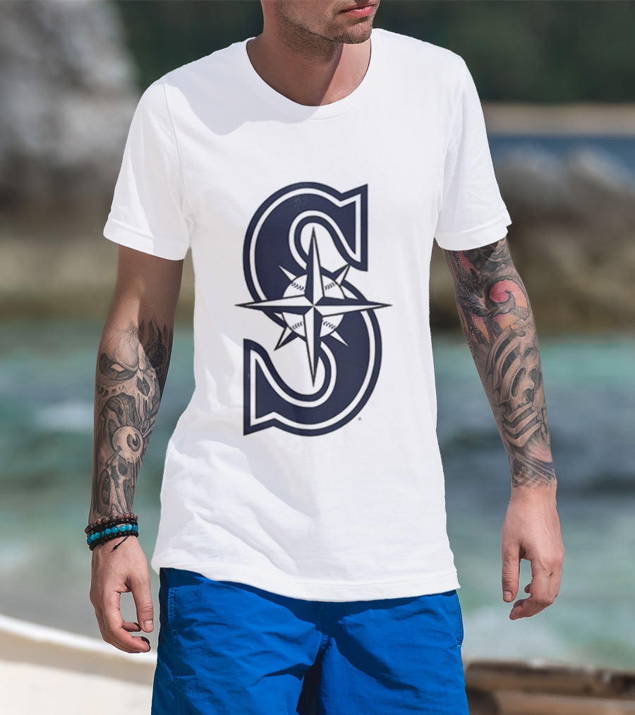 Seattle Mariners Tridents Up Compass Rose Iconography T-Shirt