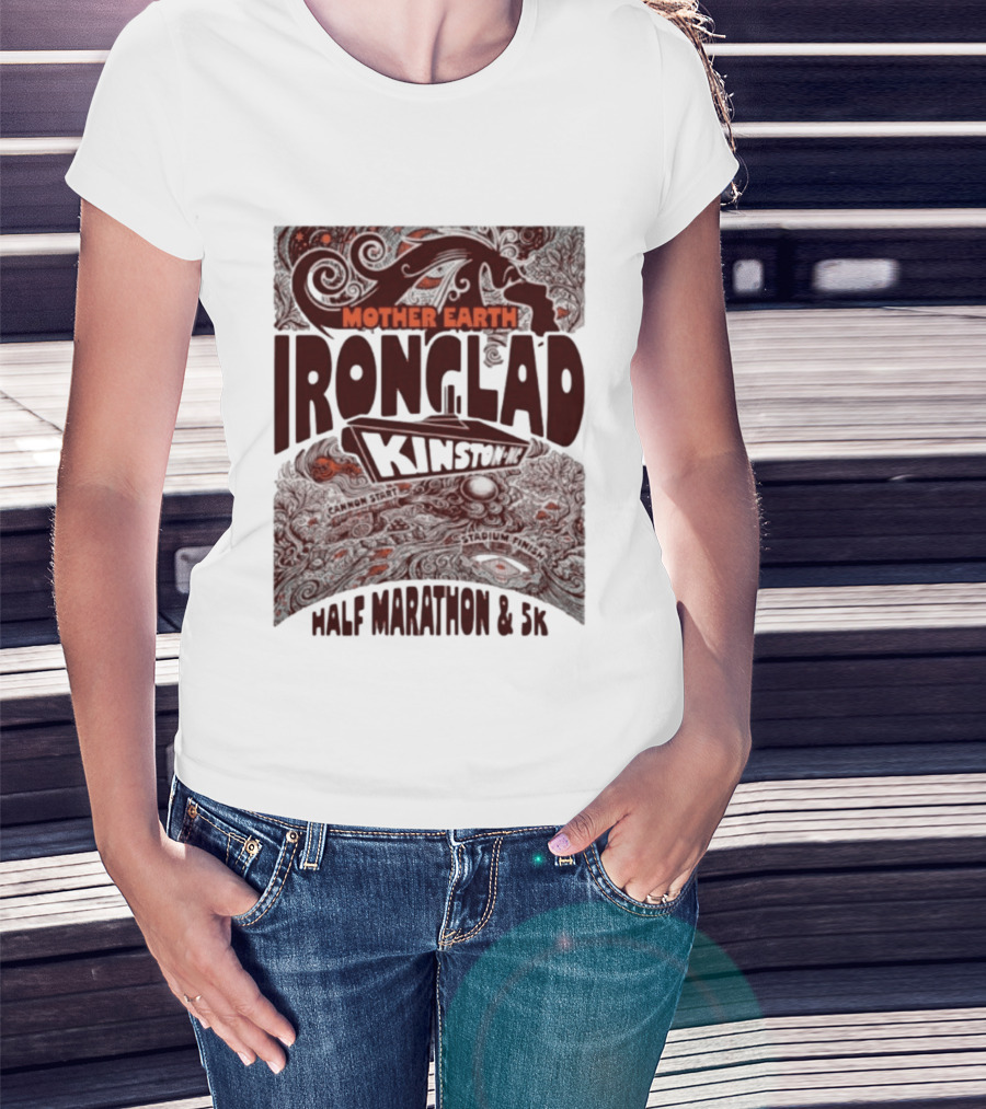 Mother Earth Ironclad Kinston Half Marathon 5K Cannon Start Stadium Finish T-Shirt