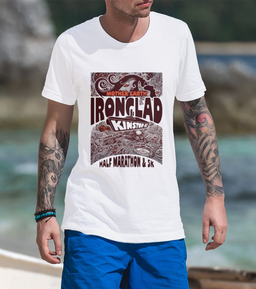 Mother Earth Ironclad Kinston Half Marathon 5K Cannon Start Stadium Finish T-Shirt