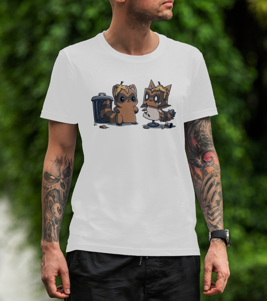 Get Crafty Raccoon Cardboard Box Costume With Trash Can Creativity T-Shirt