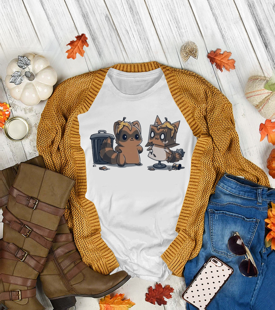 Get Crafty Raccoon Cardboard Box Costume With Trash Can Creativity T-Shirt