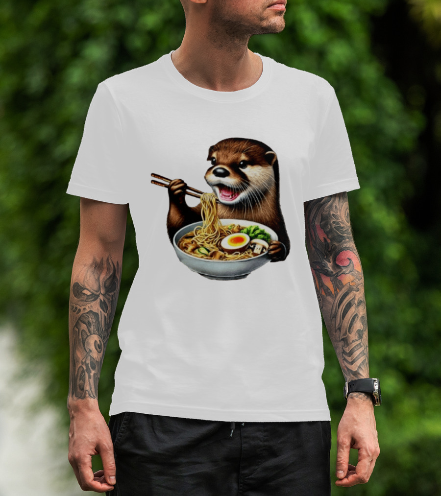 Trendy Otter Enjoying Ramen Bowl Meme T-Shirt