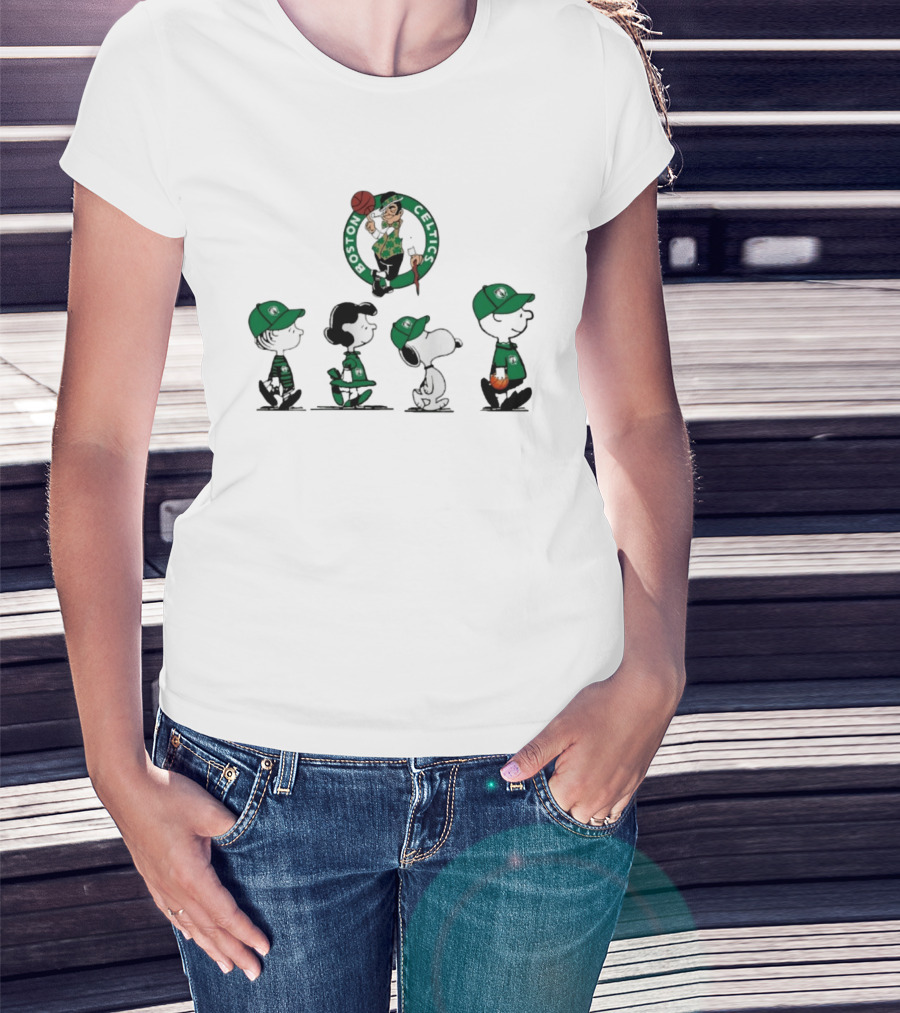 Peanuts Characters Boston Celtics Basketball Sports T-Shirt