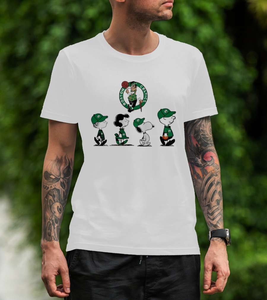 Peanuts Characters Boston Celtics Basketball Sports T-Shirt