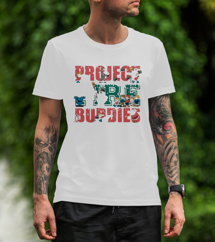 Project Fire Buddies Christmas Animated Characters And Santa Claus T-Shirt
