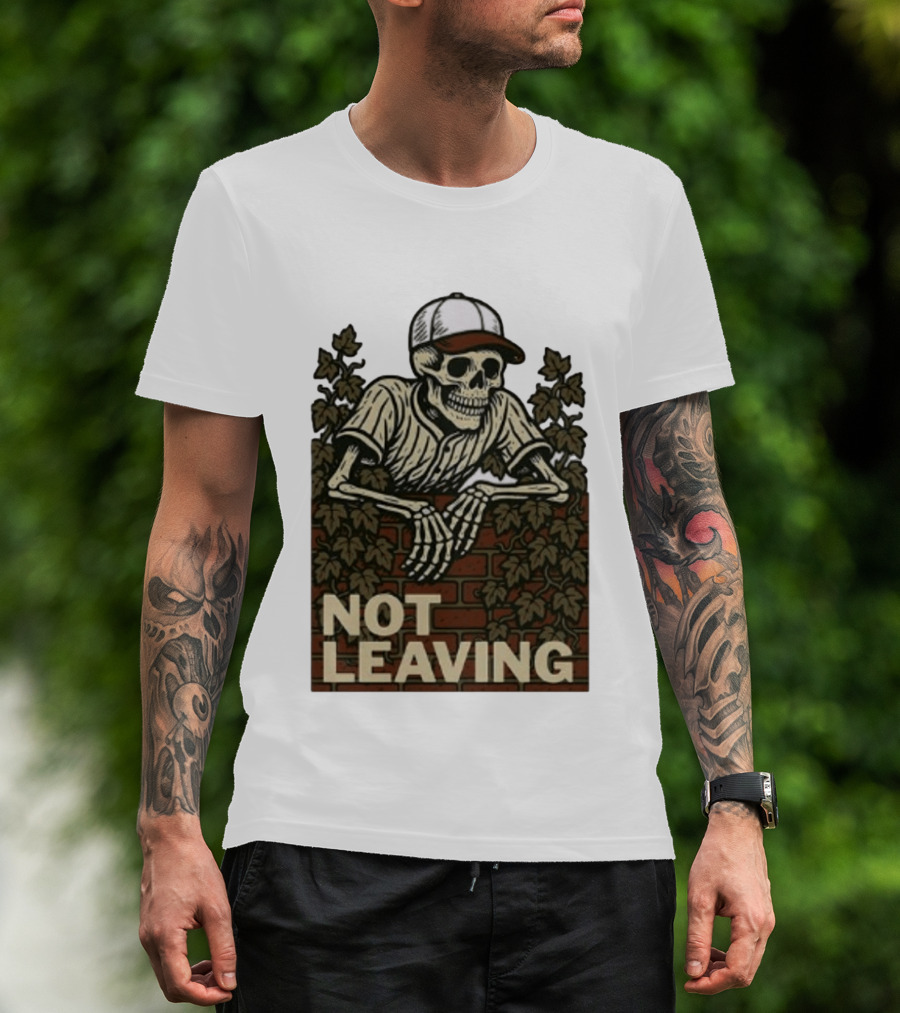 Skeleton Baseball Player Not Leaving Brick Wall Ivy Cap T-Shirt