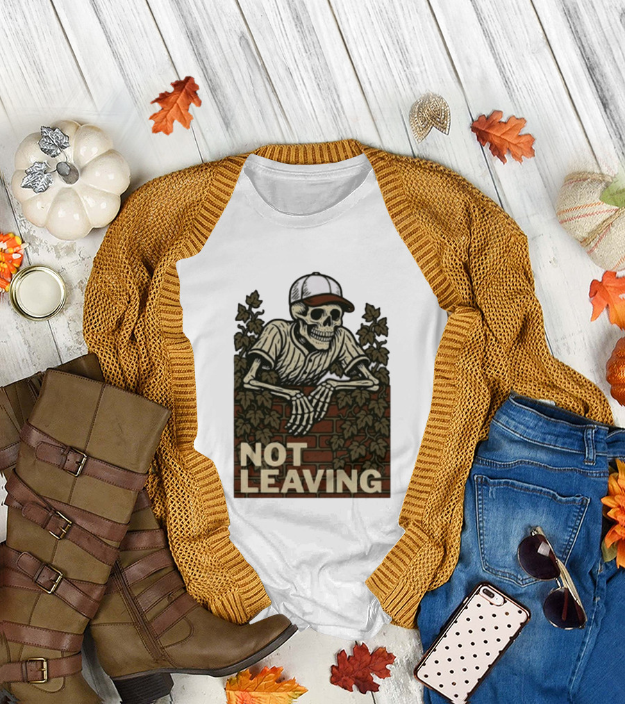 Skeleton Baseball Player Not Leaving Brick Wall Ivy Cap T-Shirt