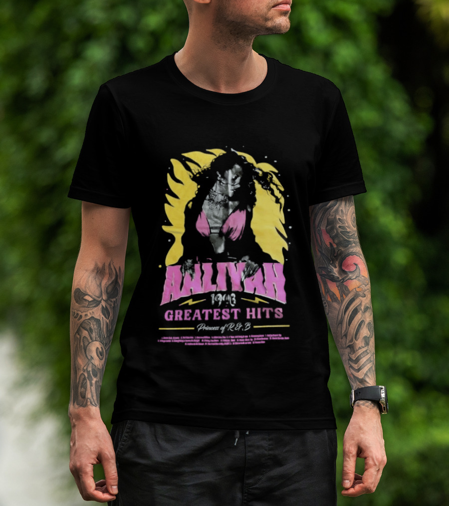 Aaliyah 1996 Greatest Hits Yellow And Pink Fashion T-Shirt