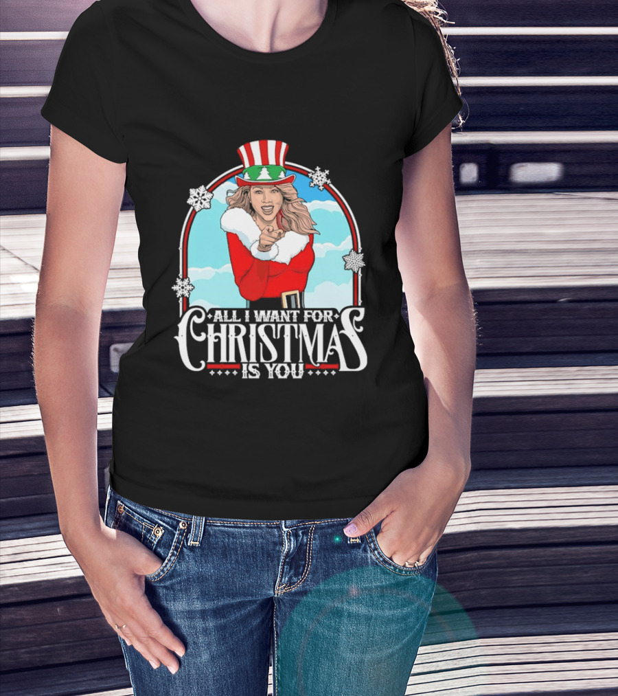 All I Want For Christmas Is You Mariah Carey Santa Christmas Music Holiday T-Shirt