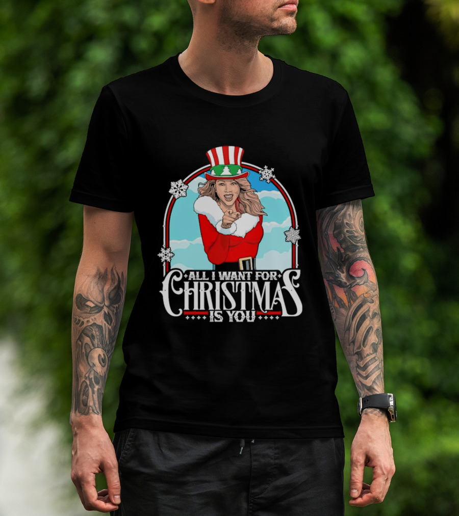 All I Want For Christmas Is You Mariah Carey Santa Christmas Music Holiday T-Shirt