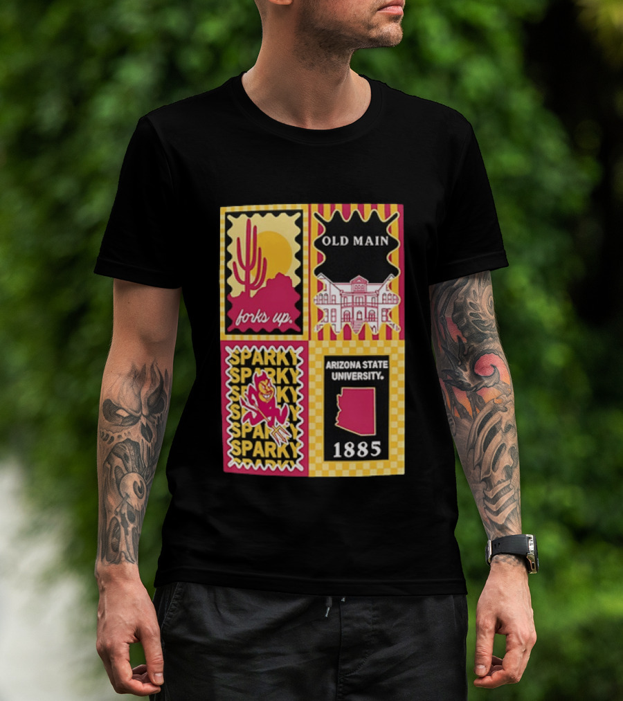 Arizona State University Forks Up Sparky Old Main 1885 T-Shirt