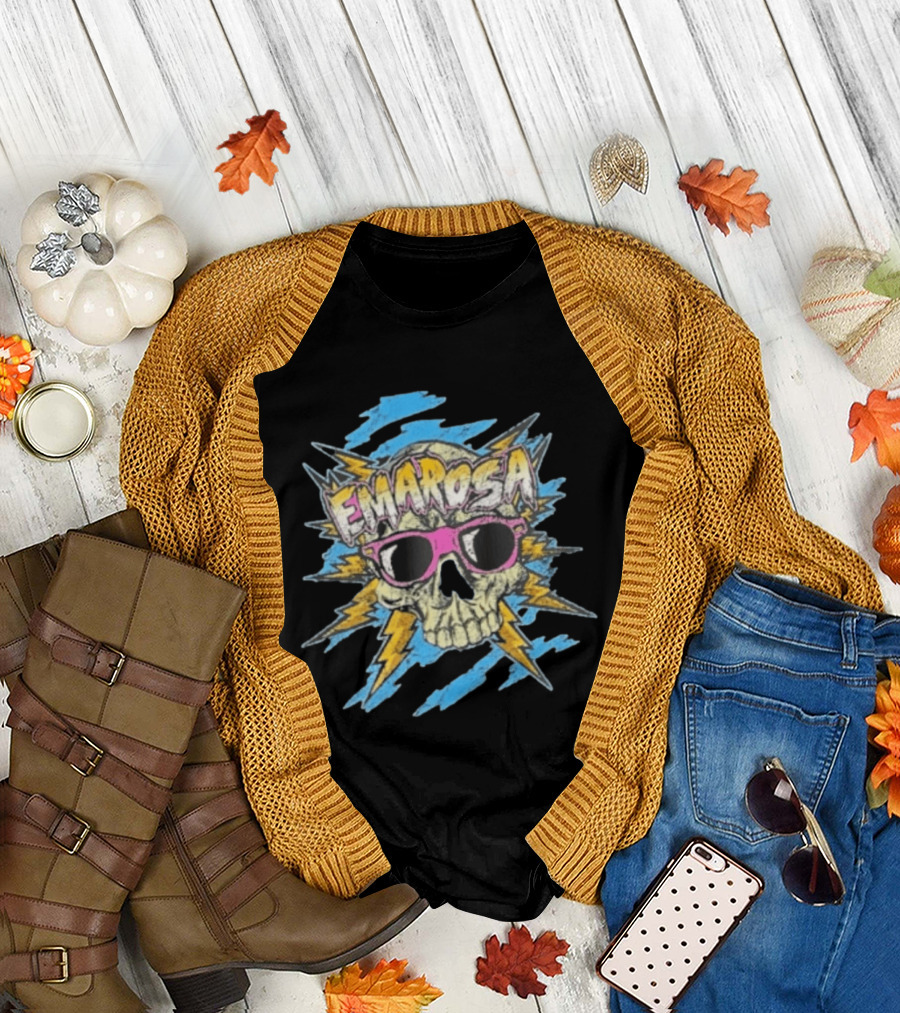 Emarosa Skull With Sunglasses And Lightning Burst T-Shirt